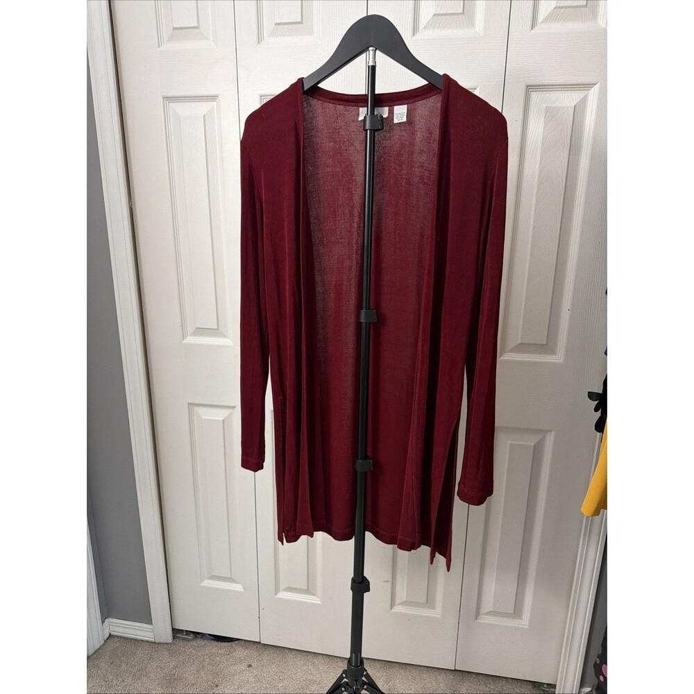 Chico’s Travelers Women’s Open Front Liquid Knit Jacket Cardigan 0 Small Red